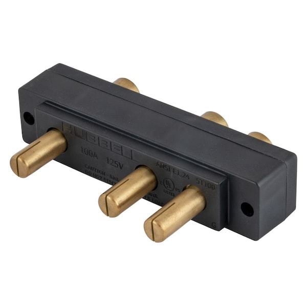 Pin & Sleeve Receptacle, 100 A, 125V AC, Screw Terminals Wire Connection Type Black